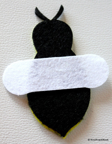 Yellow, White And Black Bumble Bee Felt Applique Patch